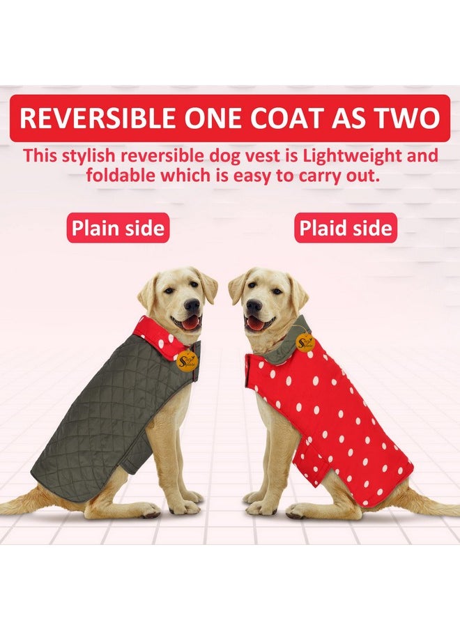 Sage Square Dog Fleece Jacket Reversible Dog Vest Waterproof, Windproof Cold Weather Dog Clothes Pet Apparel For Dogs (Red And Grey) (Small-Medium) (16 Inches)  - Image 3