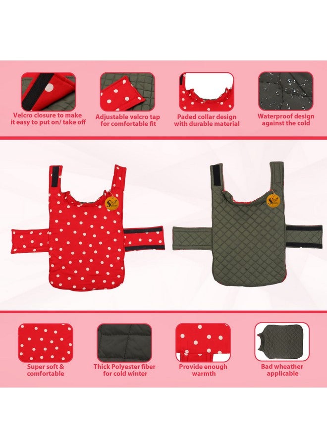 Sage Square Dog Fleece Jacket Reversible Dog Vest Waterproof, Windproof Cold Weather Dog Clothes Pet Apparel For Dogs (Red And Grey) (Small-Medium) (16 Inches)  - Image 4