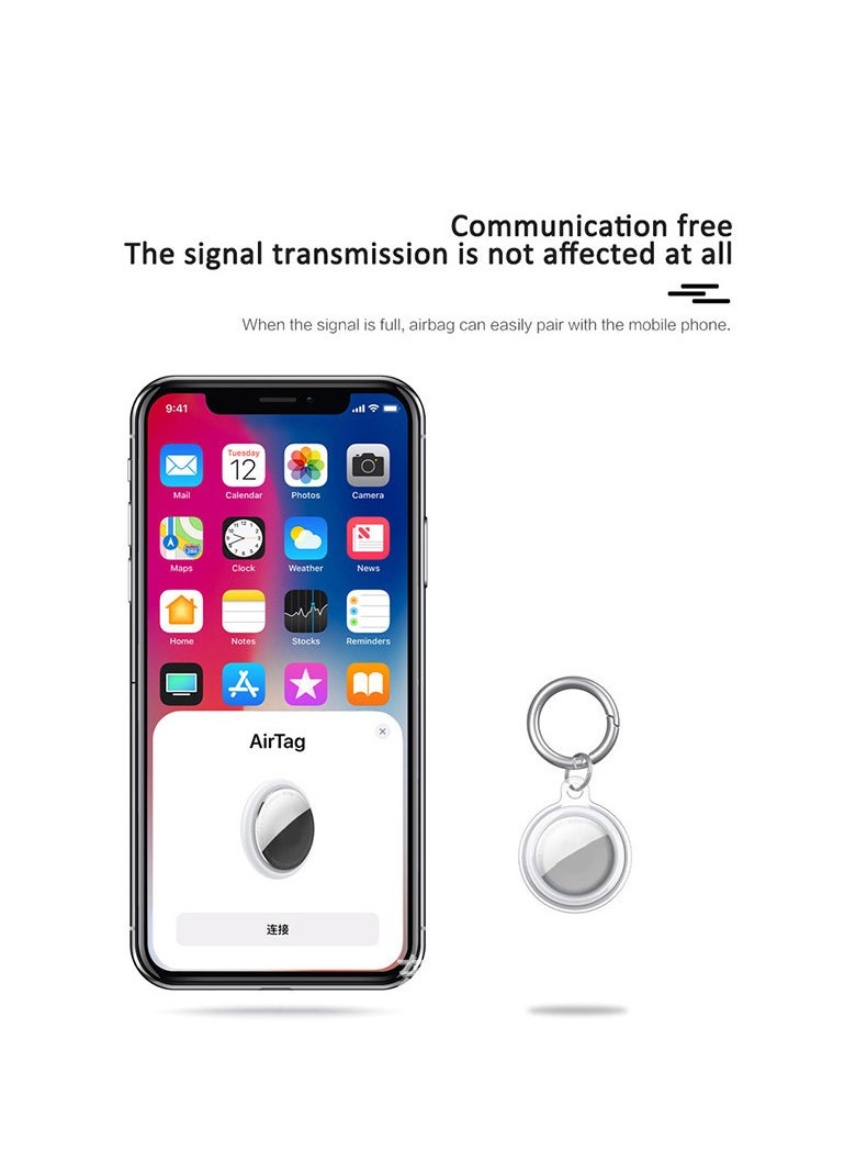 Transparent TPU Case for Airtag Protection Case Locator Silicone Protector Anti-lost Device Keychain Shell For Apple Airtags Transparent Pink