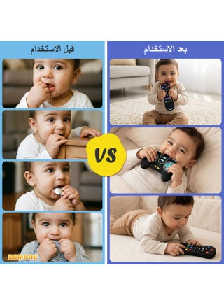 2 Pack Baby Teether Toy, Silicone, BPA-Free Chew Toy, Teething Relief Baby Toy For Infants Baby 6 Months+, Remote Control with Popper Buttons Relief, Sensory Toys for Baby,(Black) - view 3