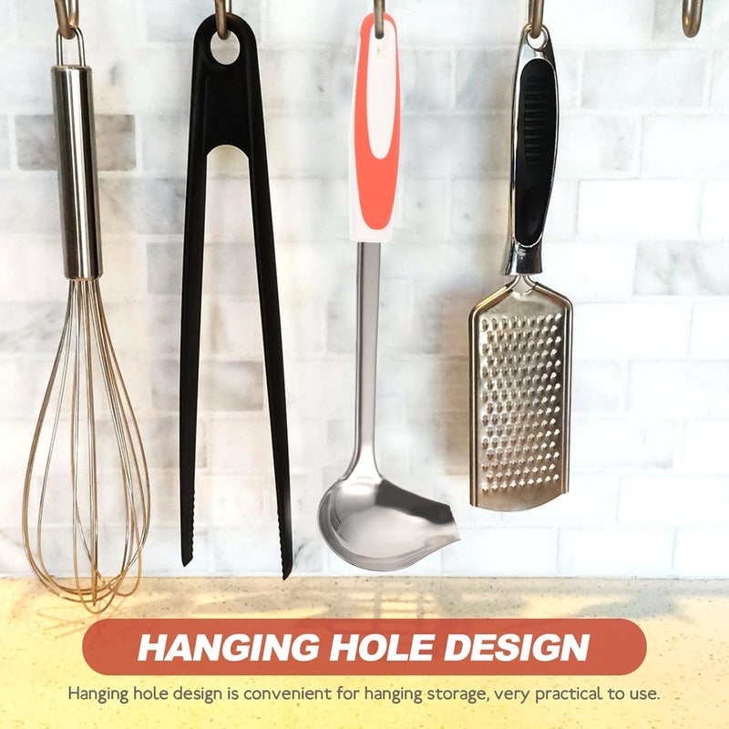 Stainless Steel Gravy Spoon with Non-slip Handle and Angled Pouring Spout, Polished Sauce Ladle for Home and Restaurant Use, Orange Accent - Image 3