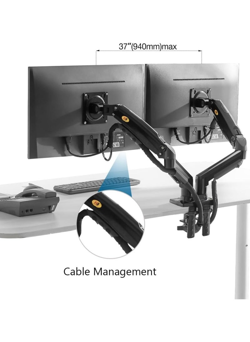 AROAQ North Bayou F160 Dual Monitor Full Motion Desk Mount with Gas Spring for Two Computer Monitors 17'' - 27" LED LCD Flat Panel TVs from 2kg Upto 6.5kg per arm. - Image 5