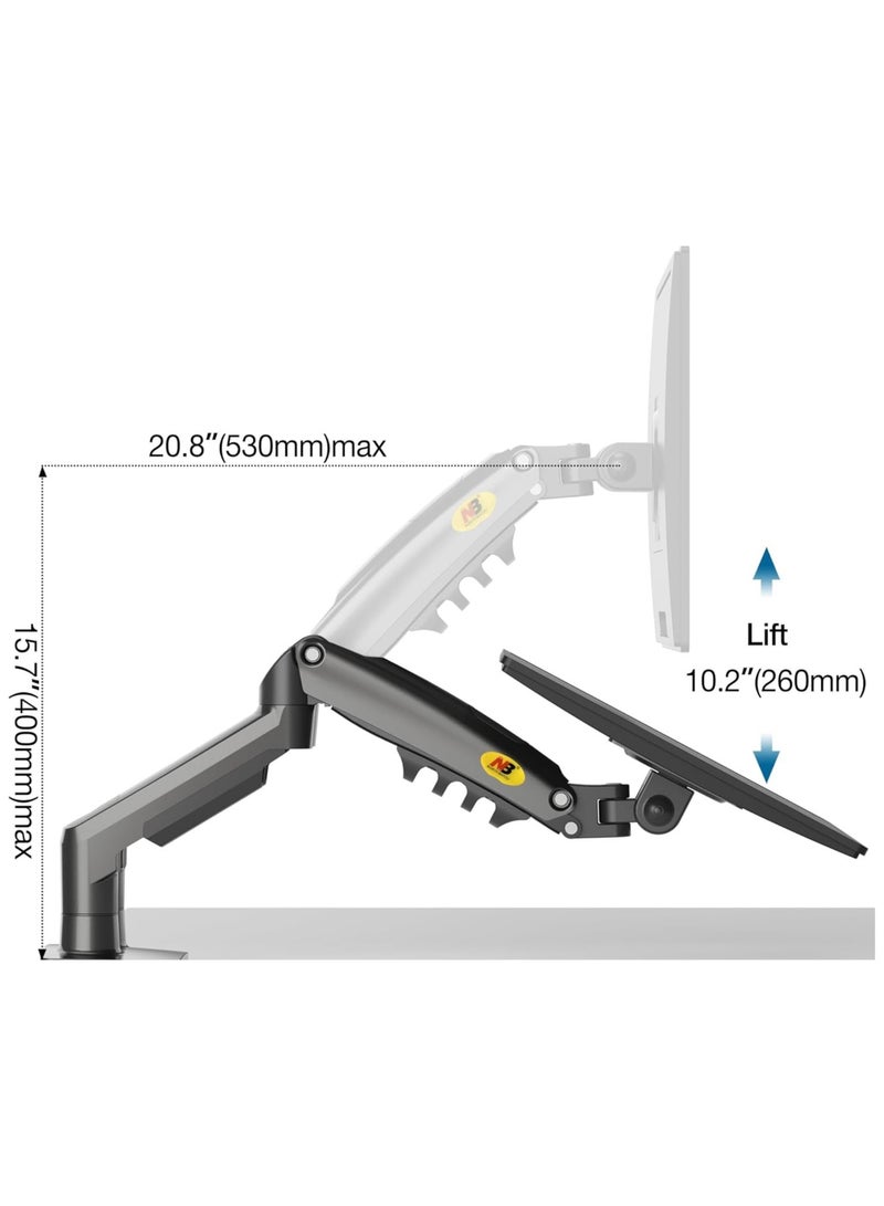 AROAQ North Bayou F160 Dual Monitor Full Motion Desk Mount with Gas Spring for Two Computer Monitors 17'' - 27" LED LCD Flat Panel TVs from 2kg Upto 6.5kg per arm. - Image 4