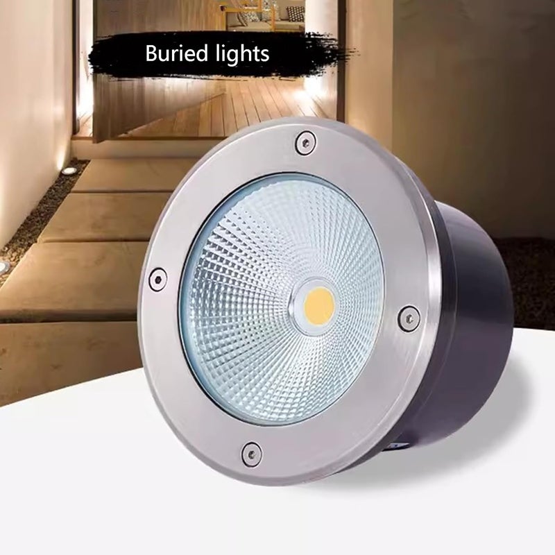 ضوء أرضي خارجي من نوع COB غائر دائري LED للآبار مقاوم للماء IP66 بجهد AC85-110V، أضواء حديقة تحت الأرض للممرات والطرق والجسور والسلالم والفيلات وإضاءة المناظر الطبيعية - Image 2