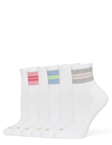 HUE Women's Mini Crew Sock, Heather Stripe-6 Pair Pack, One Size - Image 1