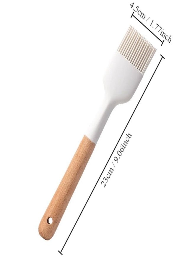 hobbyme 2Pcs Silicone Oil Brush with Wooden Handle,Durable Basting Brush Pastry Brush,Easy to Clean,White Food Brushes for Cooking Baking Grilling - Image 5