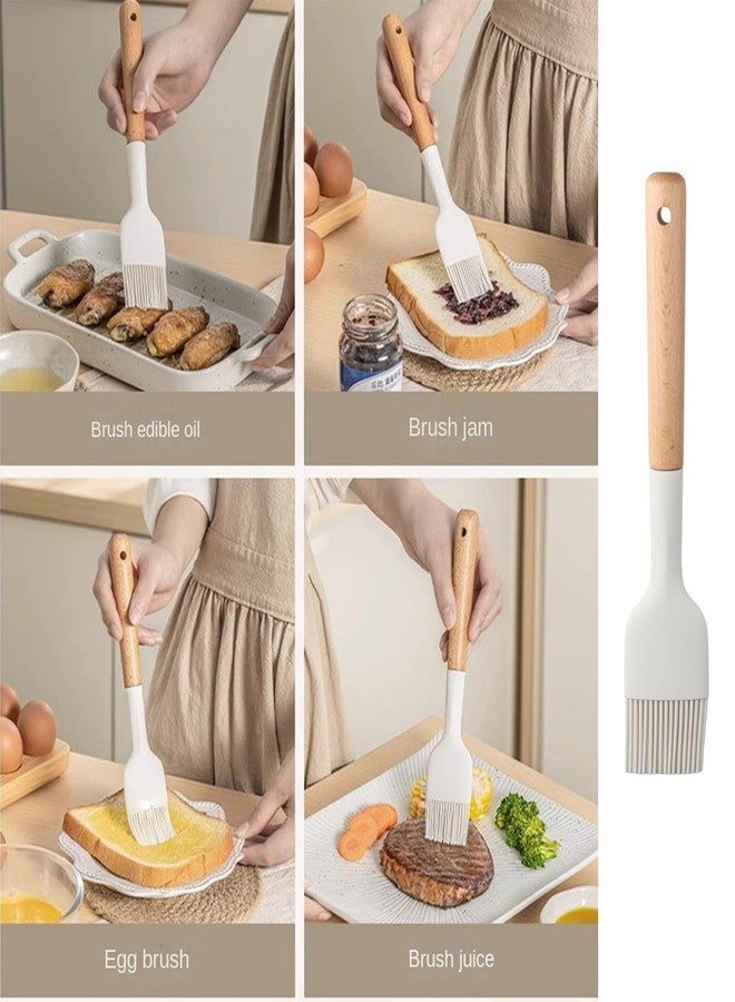 hobbyme 2Pcs Silicone Oil Brush with Wooden Handle,Durable Basting Brush Pastry Brush,Easy to Clean,White Food Brushes for Cooking Baking Grilling - Image 3
