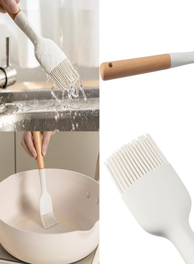 hobbyme 2Pcs Silicone Oil Brush with Wooden Handle,Durable Basting Brush Pastry Brush,Easy to Clean,White Food Brushes for Cooking Baking Grilling - Image 4