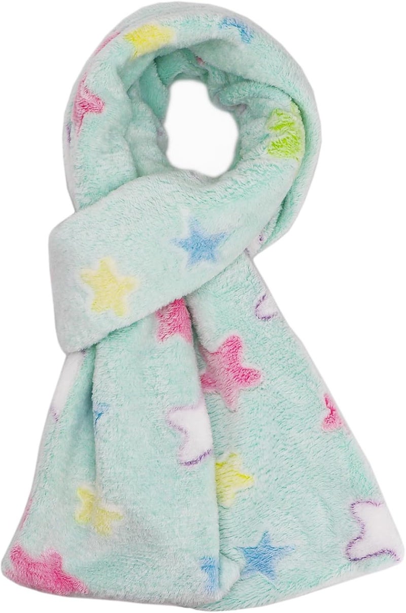 Newfancy Kids Winter Rainbow Scarf Gradient Cross Tie Collar Fluffy Fur Plush Shawl Wrap Neck Warmer for Toddler Girls Boys - Image 1