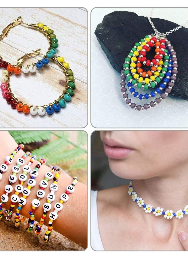 Mountain Gems - Beads Kit, Colors and Alphabet Letter Beads for Bracelet Jewelry Making, Seed Bead Set with Elastic Strings, Jump Rings, Lobster Clasps, Scissors and Tweezers - Image 1