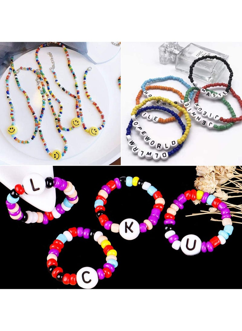Mountain Gems - Beads Kit, Colors and Alphabet Letter Beads for Bracelet Jewelry Making, Seed Bead Set with Elastic Strings, Jump Rings, Lobster Clasps, Scissors and Tweezers - Image 1