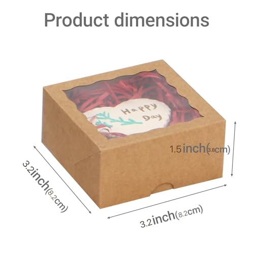 JCXGRVC 100PCS 3 x 3 x 1 Small gift boxes Cookies Boxes Chocolate Truffle Boxes for 4Treat Boxes Donut Macaron Box Mini Bakery Boxes with Window Brownie Box - Image 3