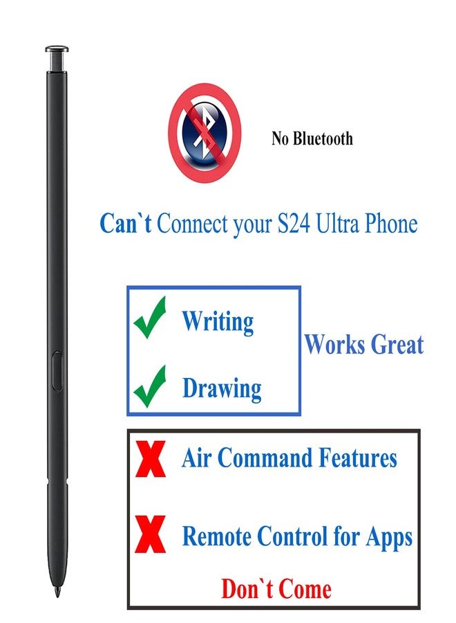 Bestdealing Galaxy S24 Ultra 5G S Pen Replacement S24 Ultra Pen with S24 Ultra Tips Nibs for Samsung Galaxy S24 Ultra 5G Touch Pen 6.8" SM-S928U S928W S928 with Needle Repair Part (No Bluetooth) (Titanium Black) - Image 2