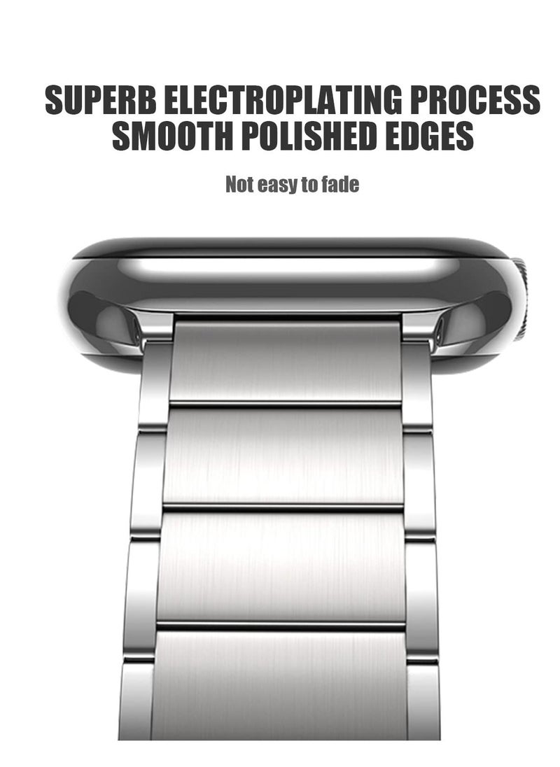 Excefore - Metal Straps Compatible with Apple Watch 45mm/44mm, Magnetic Metal iWatch Replacement Bands, Stainless Steel Strap for Apple Watch Series 7/6/5/4/SE (Sliver) - Image 1