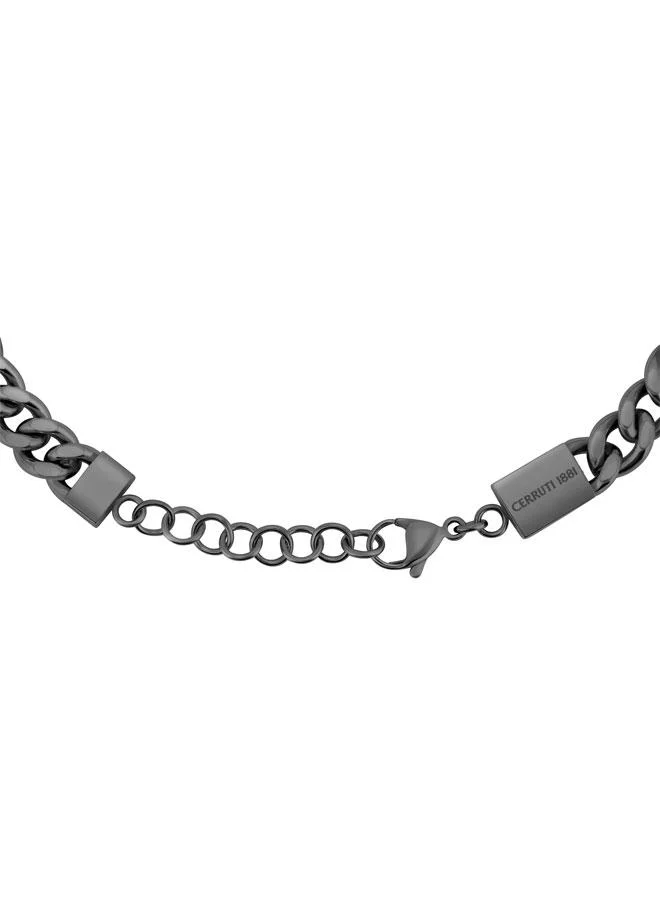 CERRUTI 1881 Alessio Gunmetal Stainless Steel Curb Chain Bracelet for Men