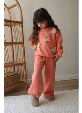 Miniğimin Cicileri My Little One's Cicileri Butterfly Applique Embroidery Winter Grass Girl's 2-piece Set - Salmon  - Image 2