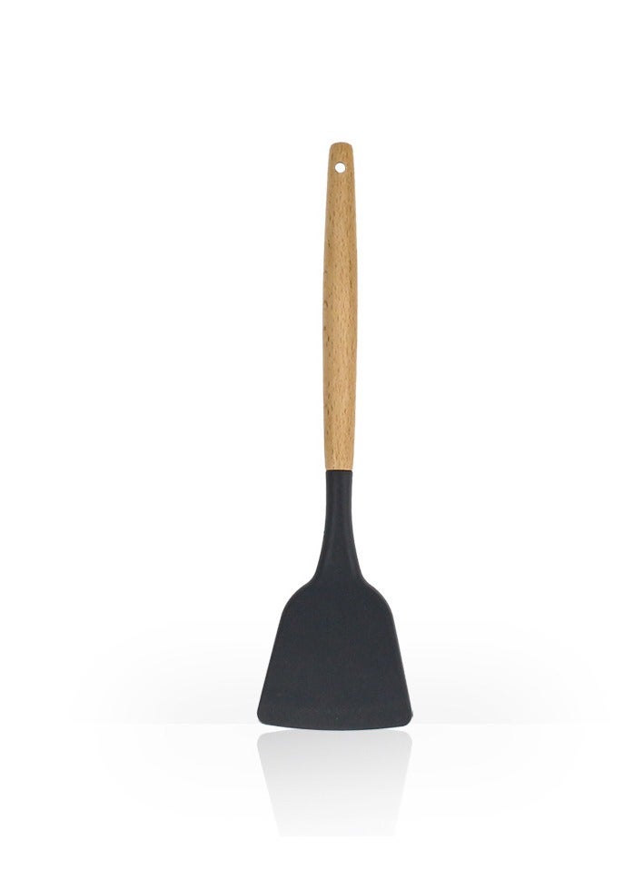 xozgdovg Spoon non-stick pan special spatula set household cooking colander kitchen cooking cooking scalding tight spatula - black 