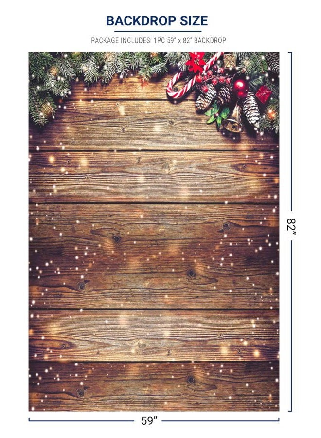 Allenjoy 5X7FT Snowflake Gold Glitter Christmas Wood Wall Photography Backdrop Xmas Rustic Barn Vintage Wooden Floor Background for Kids Portrait Photo Studio Booth Photobooth Photographer Props - Image 4