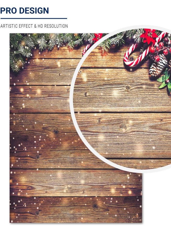 Allenjoy 5X7FT Snowflake Gold Glitter Christmas Wood Wall Photography Backdrop Xmas Rustic Barn Vintage Wooden Floor Background for Kids Portrait Photo Studio Booth Photobooth Photographer Props - Image 3
