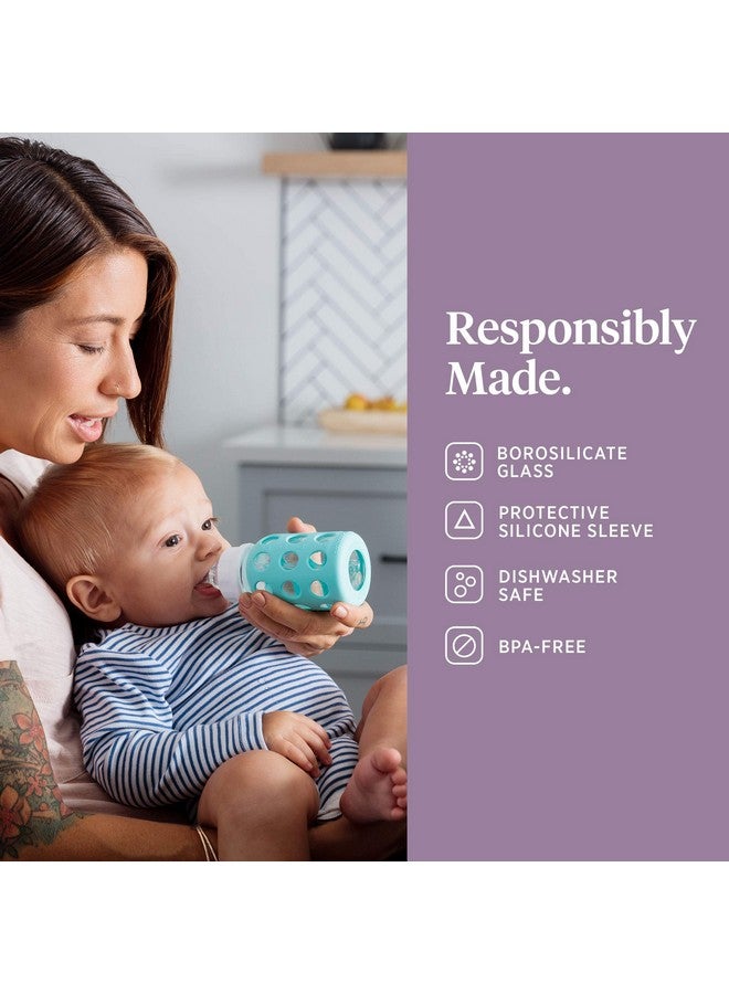 Lifefactory 4-Ounce BPA-Free Glass Baby Bottle with Protective Silicone Sleeve and Stage 1 Nipple, Yellow - Image 4