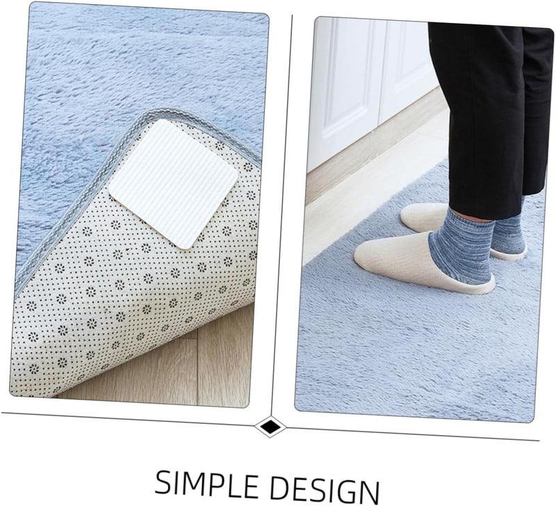 VOSAREA 4pcs -Skid Carpet Stickers Non- Adhesive Fixation for Area Rugs Easy Peel Stick Non-Woven Material Washable Reusable for Living Room Bedroom Bathroom - Image 5