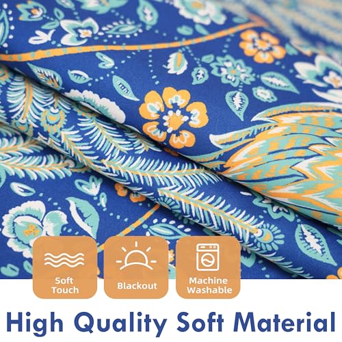 DriftAway Floral Teal Curtains for Bedroom 80% Blackout Thermal Insulated Lined Double Layer Vintage Peacock Printed Pattern Darkening Drapes for Living Room Grommet 2 Panels 52 Inch by 84 Inch Teal - Image 4