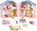 Giant bean Exquisite Pink Wooden Dollhouse for Girls with 2 Dolls and 12pcs Wooden FurnitureFoldable and Portable Pretend Play House Set with Handle Christmas Birthday Gift for Girls Kids Age 3 - Image 2
