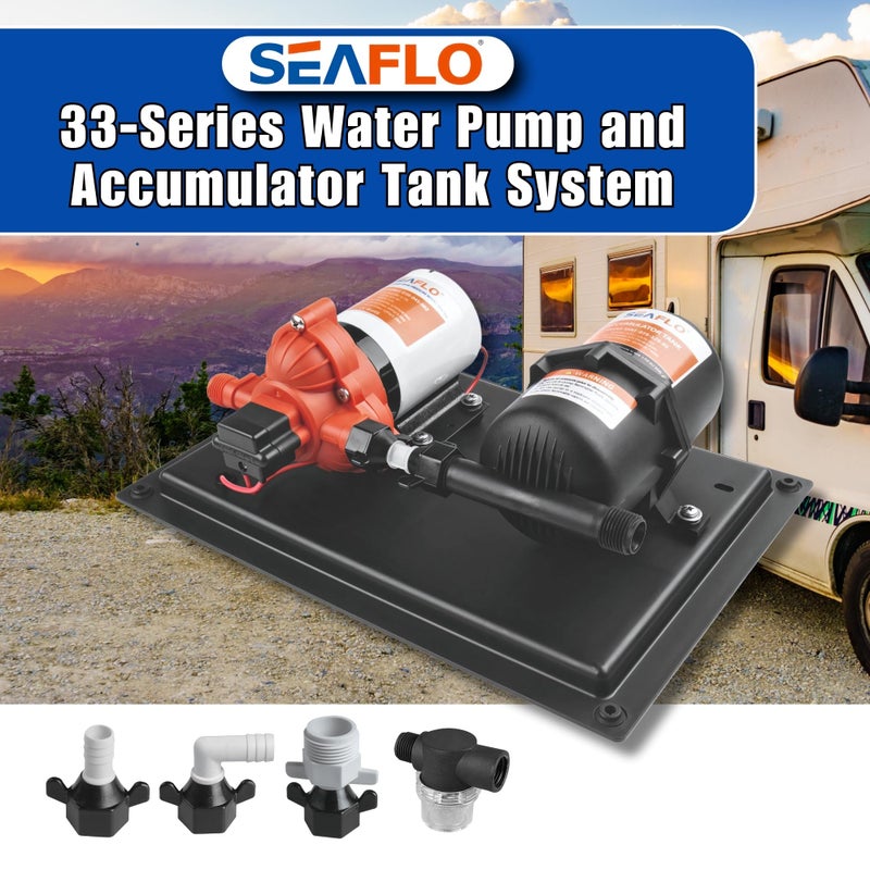 SEAFLO 33-Series Water Pump and Accumulator Tank System - 12V DC, 3.0 GPM, 45 PSI, 0.2 Gallon Tank - Reduces Cycling For Marine, Boat, RV, Off-Grid Applications- 4-Year Warranty! CE & RoHS Certified - Image 3
