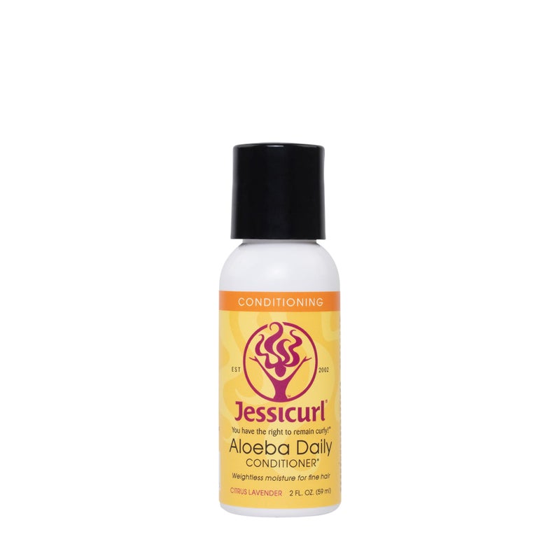 Jessicurl, Aloeba Daily Conditioner for Curly Hair, Citrus Lavender, 2 Fl oz. Leave in Conditioner and Hair Detangler for Fine Hair