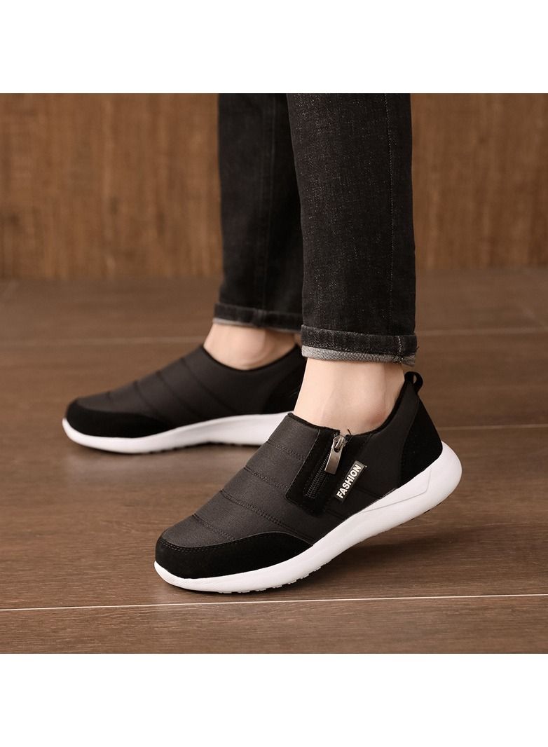 Loquat Men Lightweight Anti Slip Two Cotton Shoes Black - Image 1