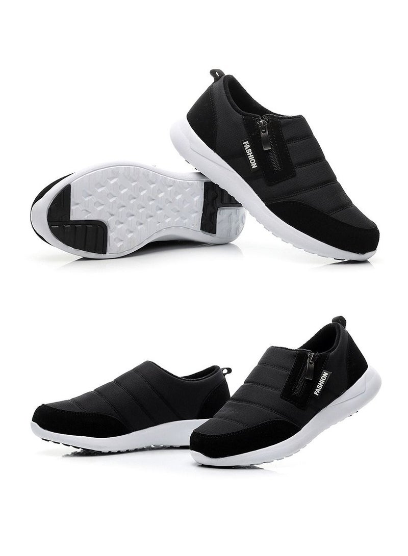 Loquat Men Lightweight Anti Slip Two Cotton Shoes Black - Image 3