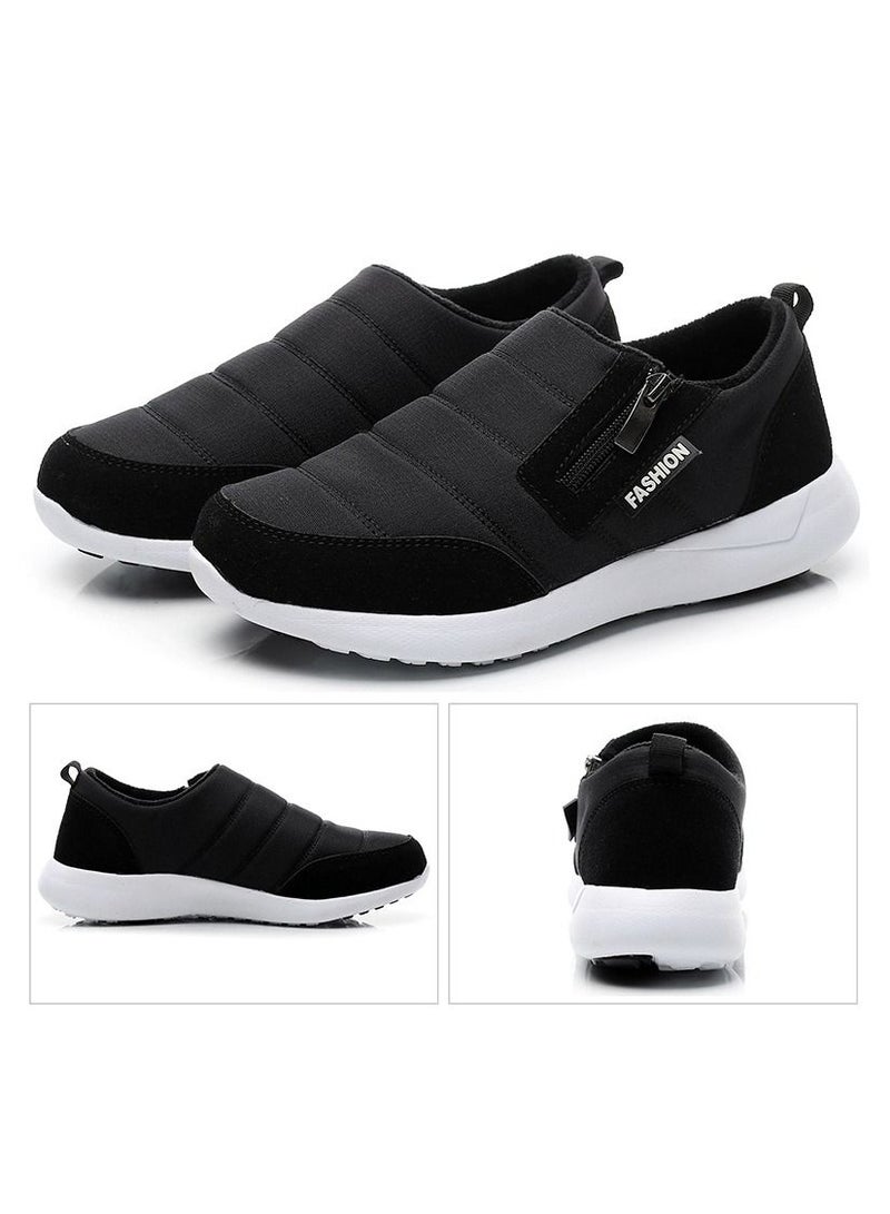 Loquat Men Lightweight Anti Slip Two Cotton Shoes Black - Image 2