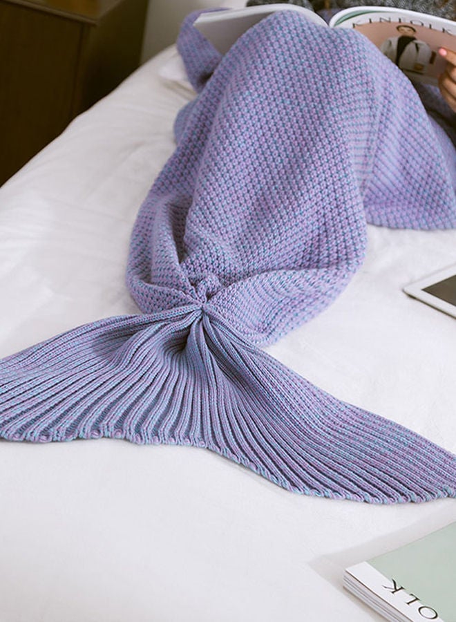 Knitted Mermaid Tail Blanket Sleeping Bag Cotton Purple M 