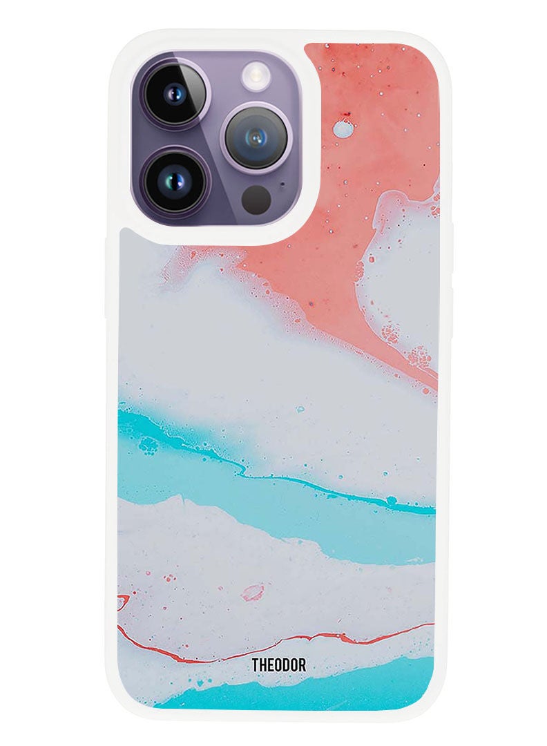 Theodor Protective Case Anti Scratch Shock Proof Cover For APPLE IPHONE 14 PRO White Red Pattern (White Bumper) - Image 1