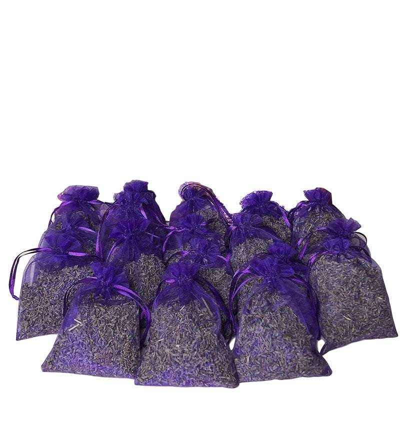 Lavender Sachets - Dried Lavendar Flower Sachet Bags (20 Pack) for Home Fragrance and Long-Lasting Fresh Scents, Natural Moths Away for Clothes Closets. Protect & Defend Clothing - Image 1
