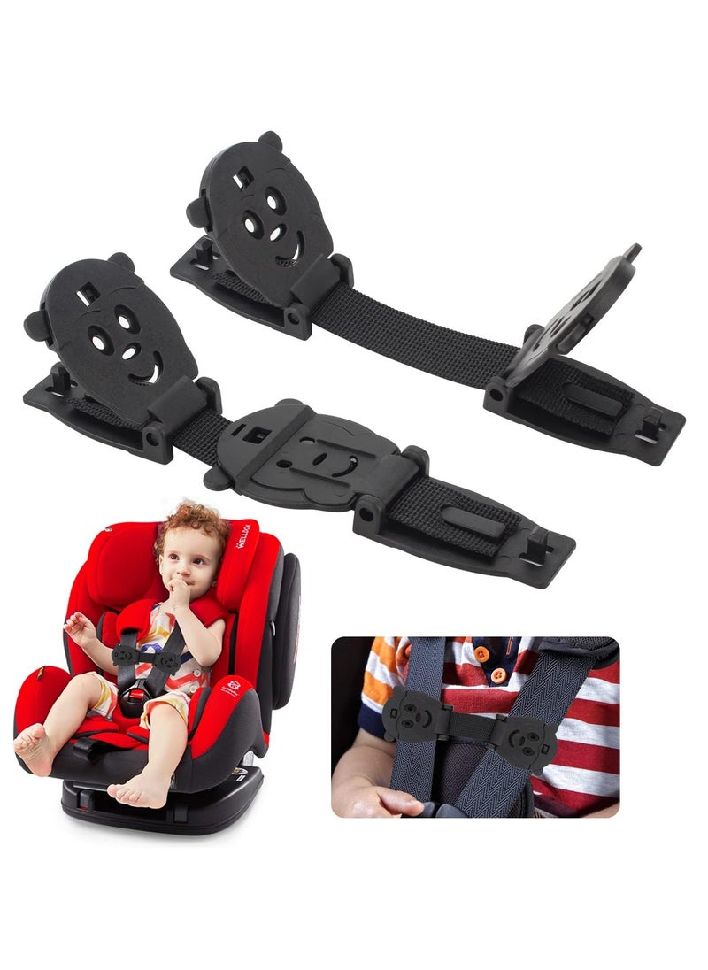 CMGTYYD - Universal Car Seat Safety Belt Clip Buckle Lock, Adjustable Child Safety Harness for Car Seats, Strollers, High Chairs, Anti-Escape Strap Prevents Kids from Taking Arms Out (Black, 2 Pack) - Image 1