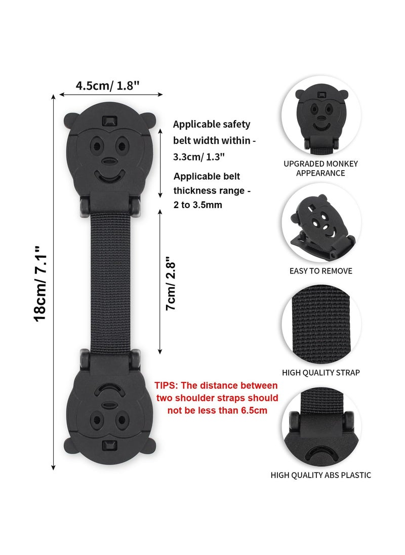 CMGTYYD - Universal Car Seat Safety Belt Clip Buckle Lock, Adjustable Child Safety Harness for Car Seats, Strollers, High Chairs, Anti-Escape Strap Prevents Kids from Taking Arms Out (Black, 2 Pack) - Image 1