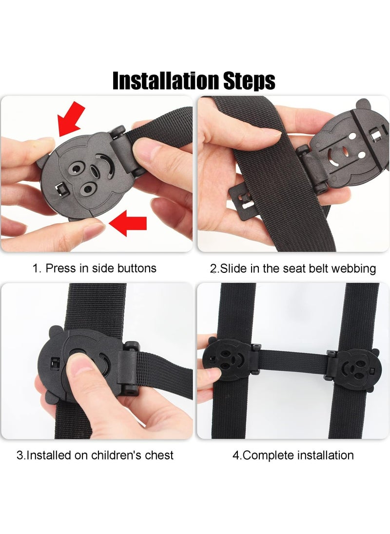 CMGTYYD - Universal Car Seat Safety Belt Clip Buckle Lock, Adjustable Child Safety Harness for Car Seats, Strollers, High Chairs, Anti-Escape Strap Prevents Kids from Taking Arms Out (Black, 2 Pack) - Image 1