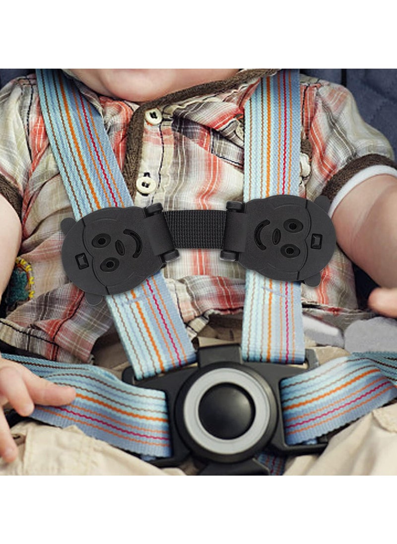 CMGTYYD - Universal Car Seat Safety Belt Clip Buckle Lock, Adjustable Child Safety Harness for Car Seats, Strollers, High Chairs, Anti-Escape Strap Prevents Kids from Taking Arms Out (Black, 2 Pack) - Image 1