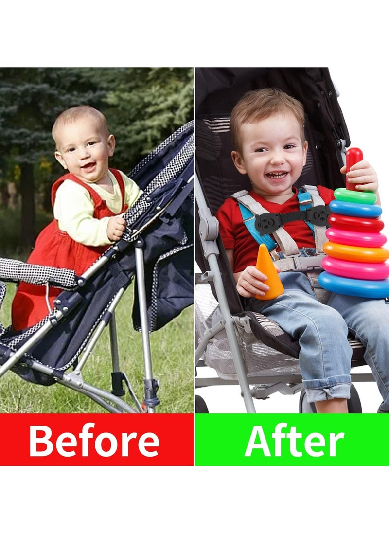 CMGTYYD - Universal Car Seat Safety Belt Clip Buckle Lock, Adjustable Child Safety Harness for Car Seats, Strollers, High Chairs, Anti-Escape Strap Prevents Kids from Taking Arms Out (Black, 2 Pack) - Image 1