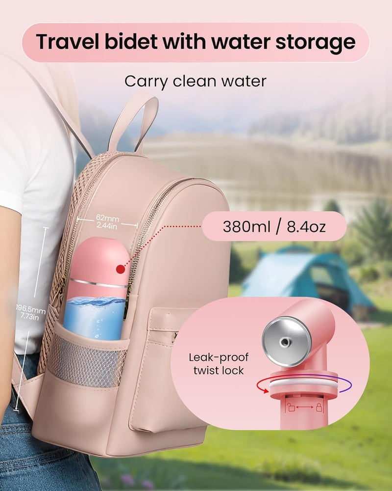 Redsack Portable Bidet for Travel & Camping - Manual Squeeze Handheld Peri Bottle for Feminine Hygiene, 3 Leak-Proof Seals, Extendable Sprayer with Rotating Nozzle for Men & Women (Upgrade Pink, General) - Image 2