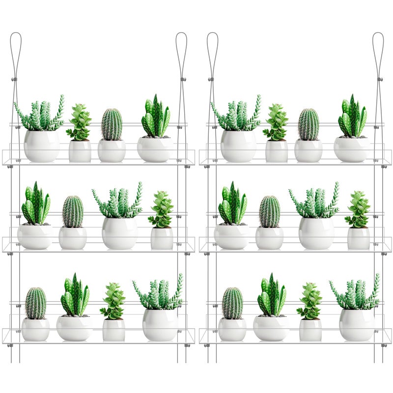 Ziliny رفوف نباتات شفافة معلقة 16 بوصة 3 طبقات من زيليني 2 قطعة