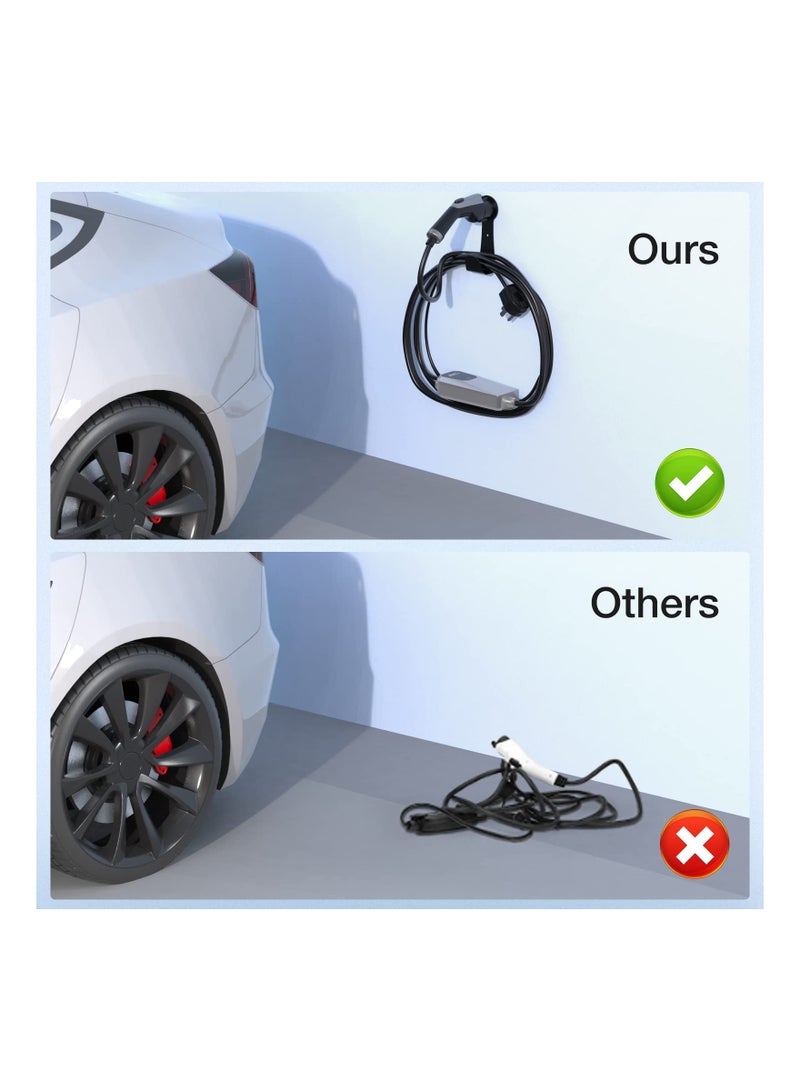 SYOSI EV Charger Holder Wall-Mount EV Charger Electric Vehicle Charger Nozzle Holster Dock and J-Hook Combination for J1772 Connector lectric Vehicle EV Charger Holder - Image 2