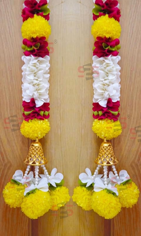 S2S Artificial Fabric Flower Komal Ladi Strings (Pack of 2) | Hanging Wedding Decorations | Perfect for Diwali, Ganpati & Pooja, Temple, Mandir Decoration - 4.5 Feet Ladi - Image 3