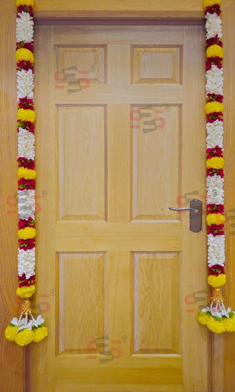 S2S Artificial Fabric Flower Komal Ladi Strings (Pack of 2) | Hanging Wedding Decorations | Perfect for Diwali, Ganpati & Pooja, Temple, Mandir Decoration - 4.5 Feet Ladi - Image 5