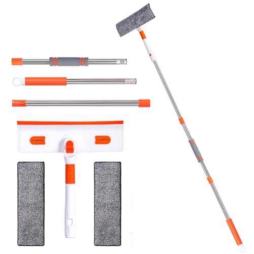 Keyloland Professional Window Squeegee 2-in-1, Window Cleaner with 55" Extension Pole, Premium Squeegee for Window Cleaning, Streak-Free Window Cleaning Kit for High Windows, Shower Glass, Car Windshield - Image 1