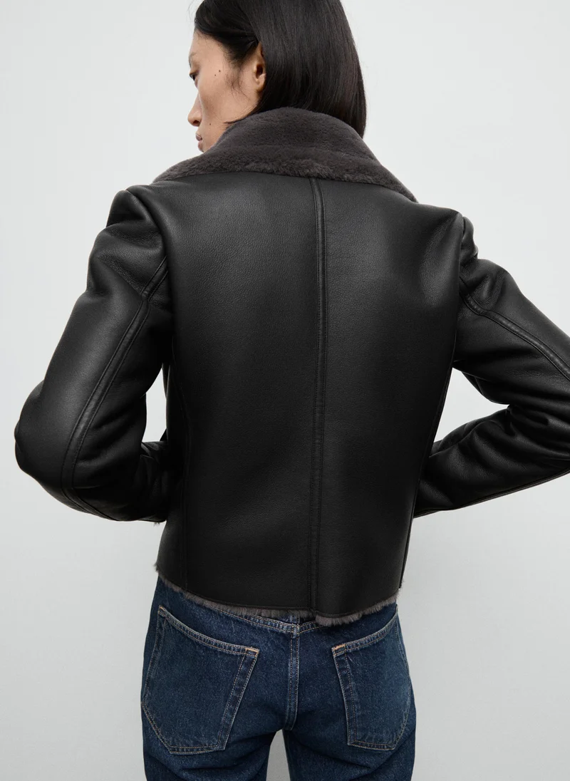 MANGO Fur-effect biker jacket