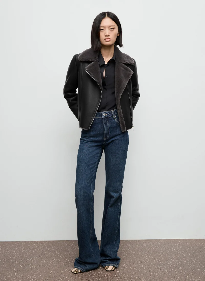 MANGO Fur-effect biker jacket