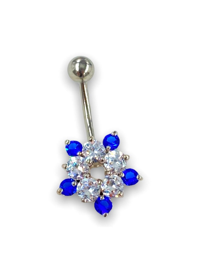 X8 BODY HARDWARE Stainless steel 316L flower sapphire belly ring - Image 1
