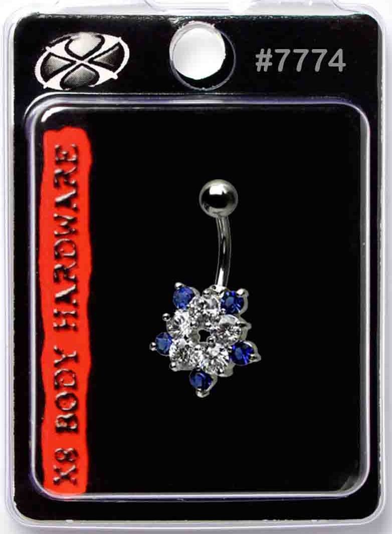 X8 BODY HARDWARE Stainless steel 316L flower sapphire belly ring - Image 2